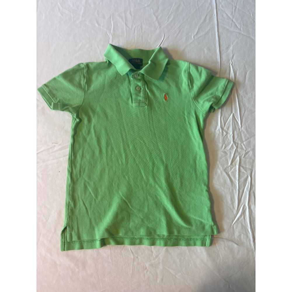 Polo Ralph Lauren Polo Shirt Kids Size 7 Green Good Short Sleeve Pony Logo